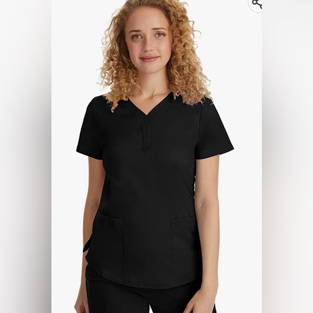 Black Top M Medium Purple Label Healing Hands Scrub